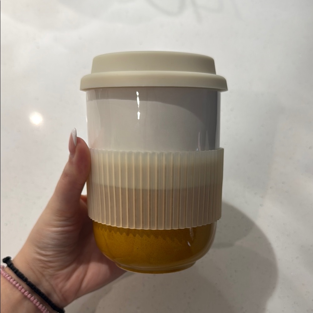 Yellow and Cream Reusable Coffee Cup